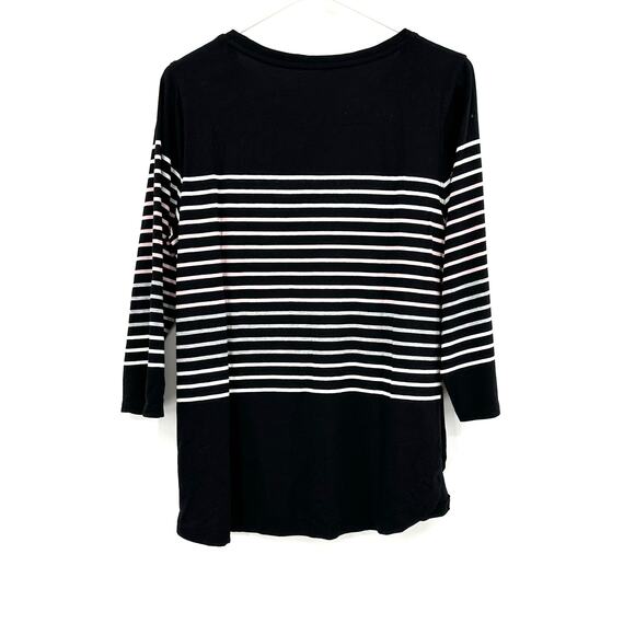 Calvin Klein Performance Size Large Long Sleeve Shirt Black and White Stripes - Picture 2 of 5